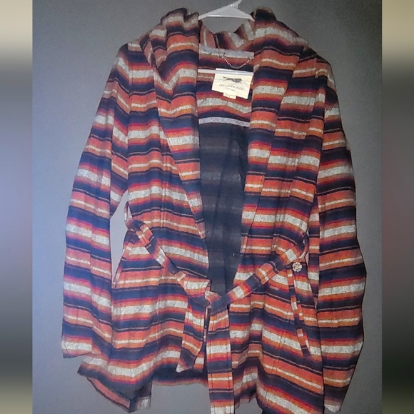 Obey Propaganda Striped Hooded Jacket Tie Waist S - Picture 2 of 8